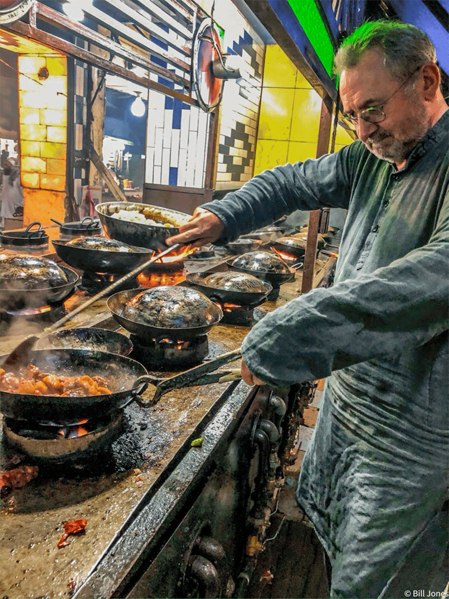 Bill Jones cooking in Pakistan
