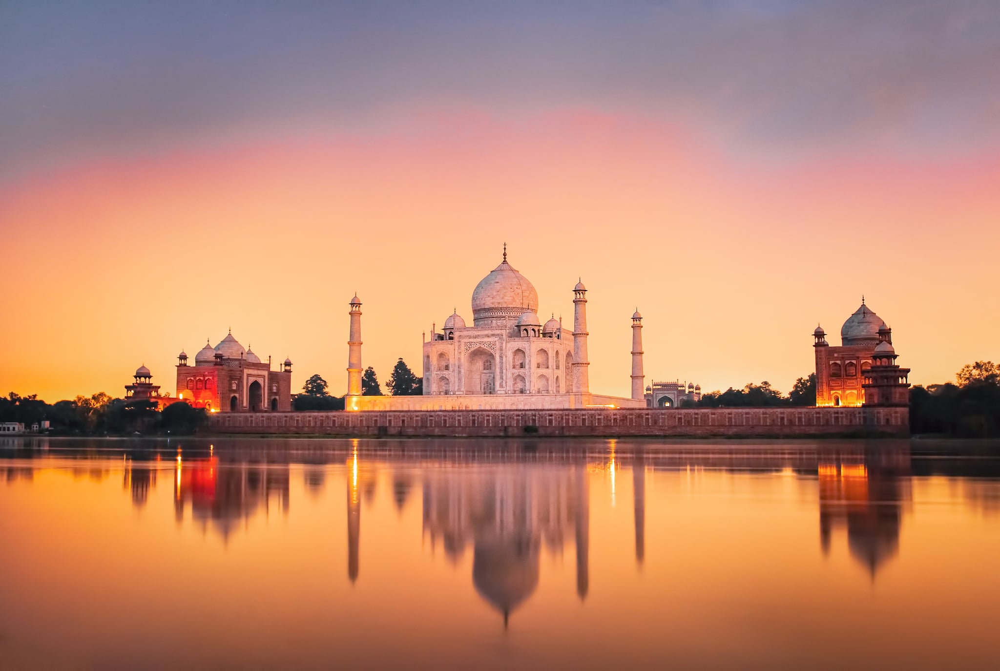 Taj Mahal at sunset, India
