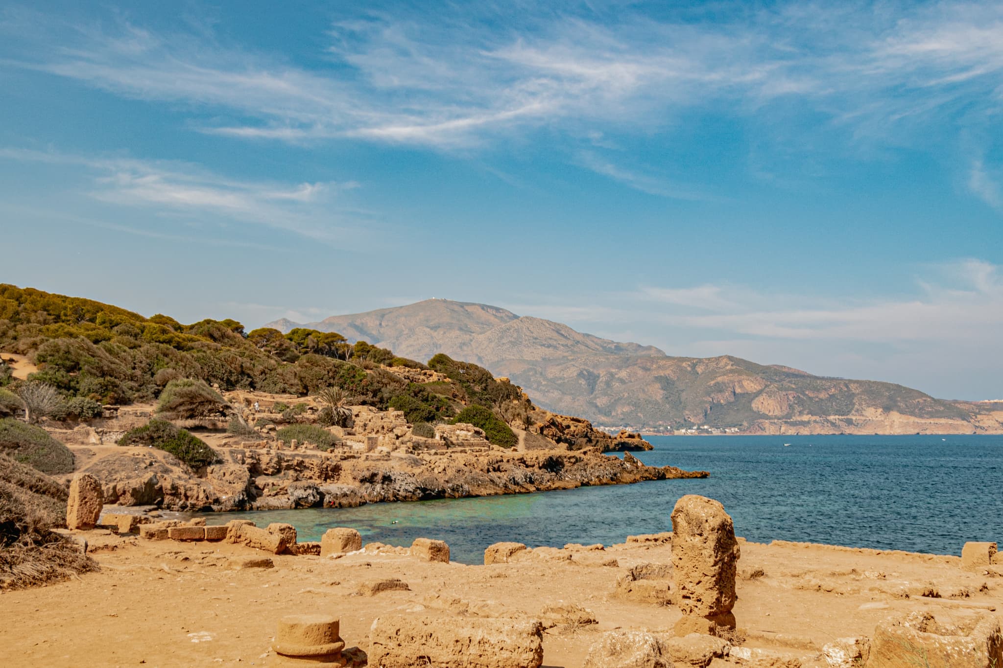 Tipasa, Algeria is located on the Mediterranean coast and once was a thriving Phoenician and Roman port