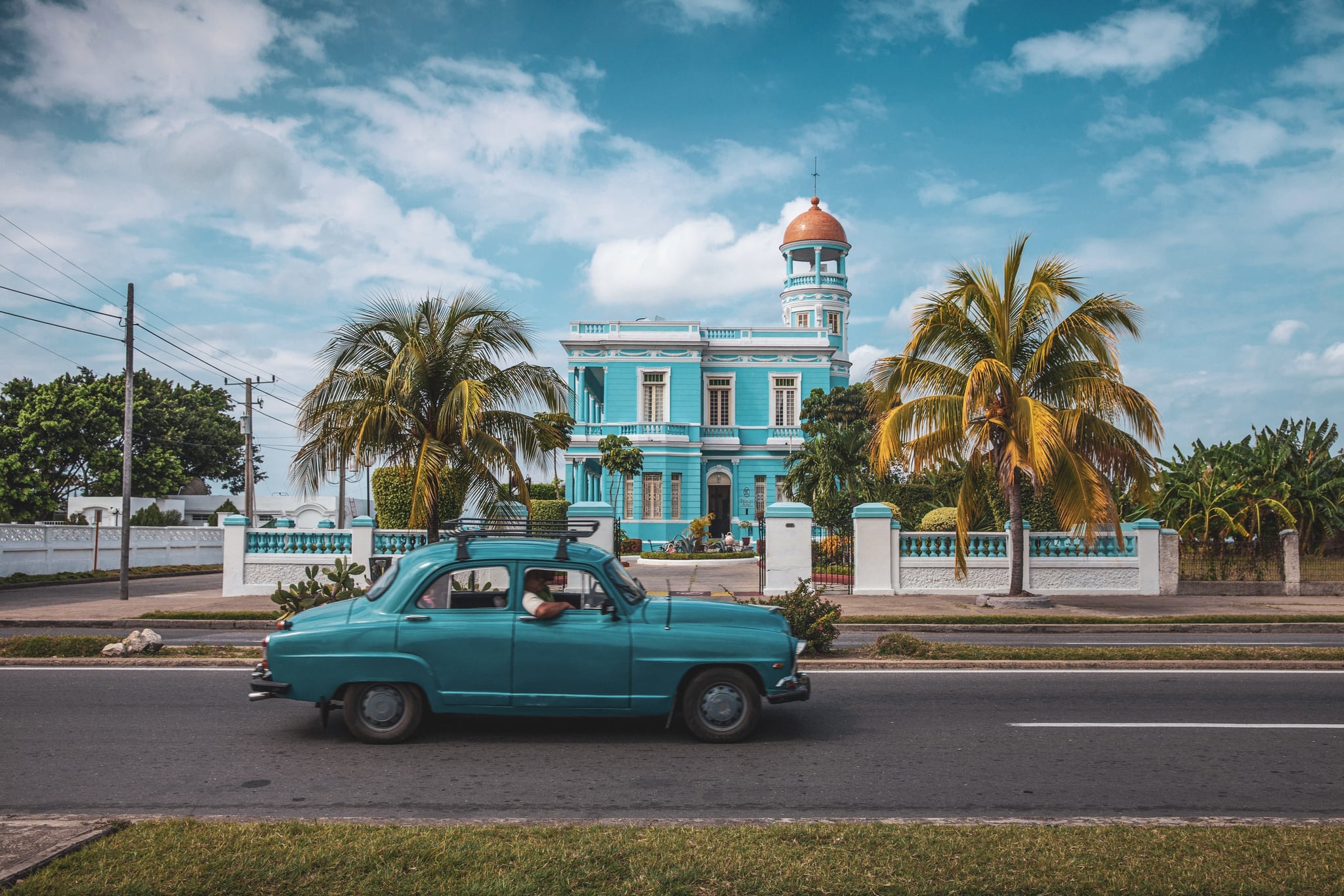Car driving in Cienfuegos, Cuba