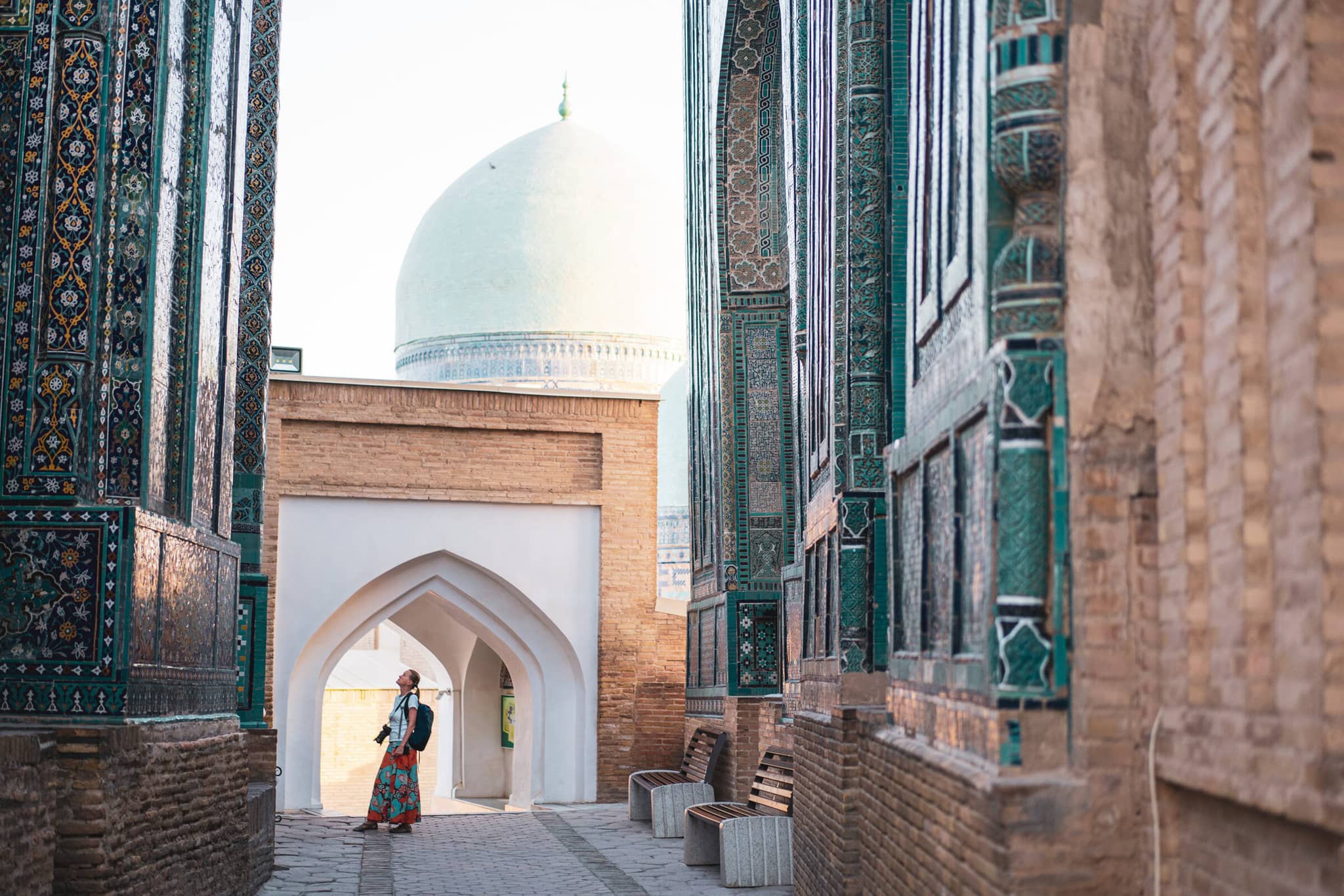 Republics of the Silk Road gallery Gallery2 SamarkandTourist Uzbekistan GeoExLuxuryTravel GettyImages 1129859652 DavorLovincic