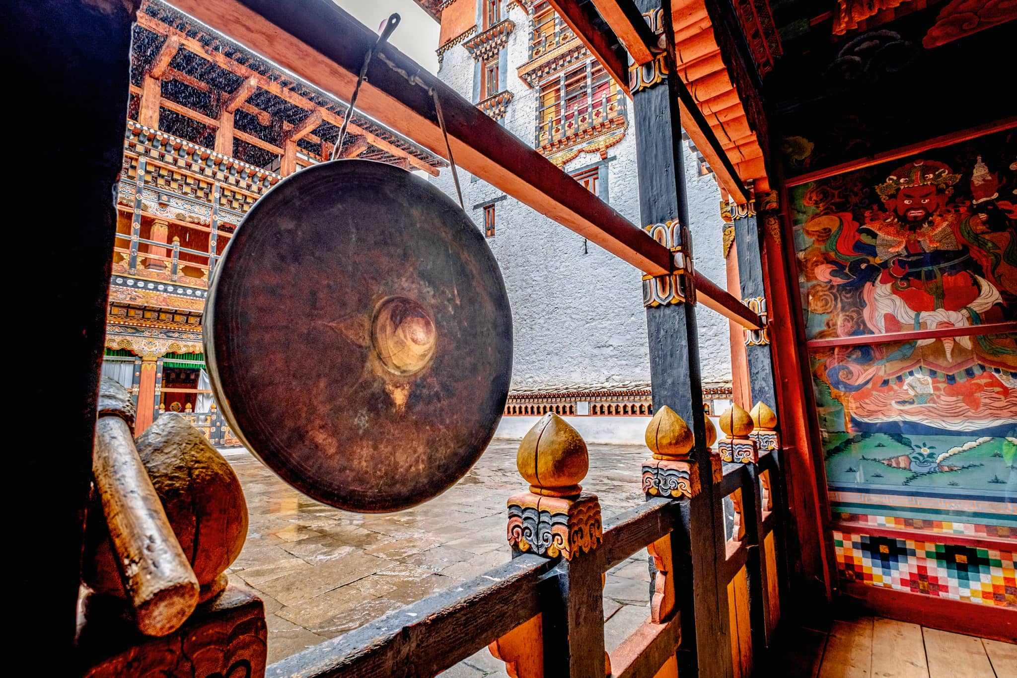 Prayer bell in a dzong in Paro, Bhutan