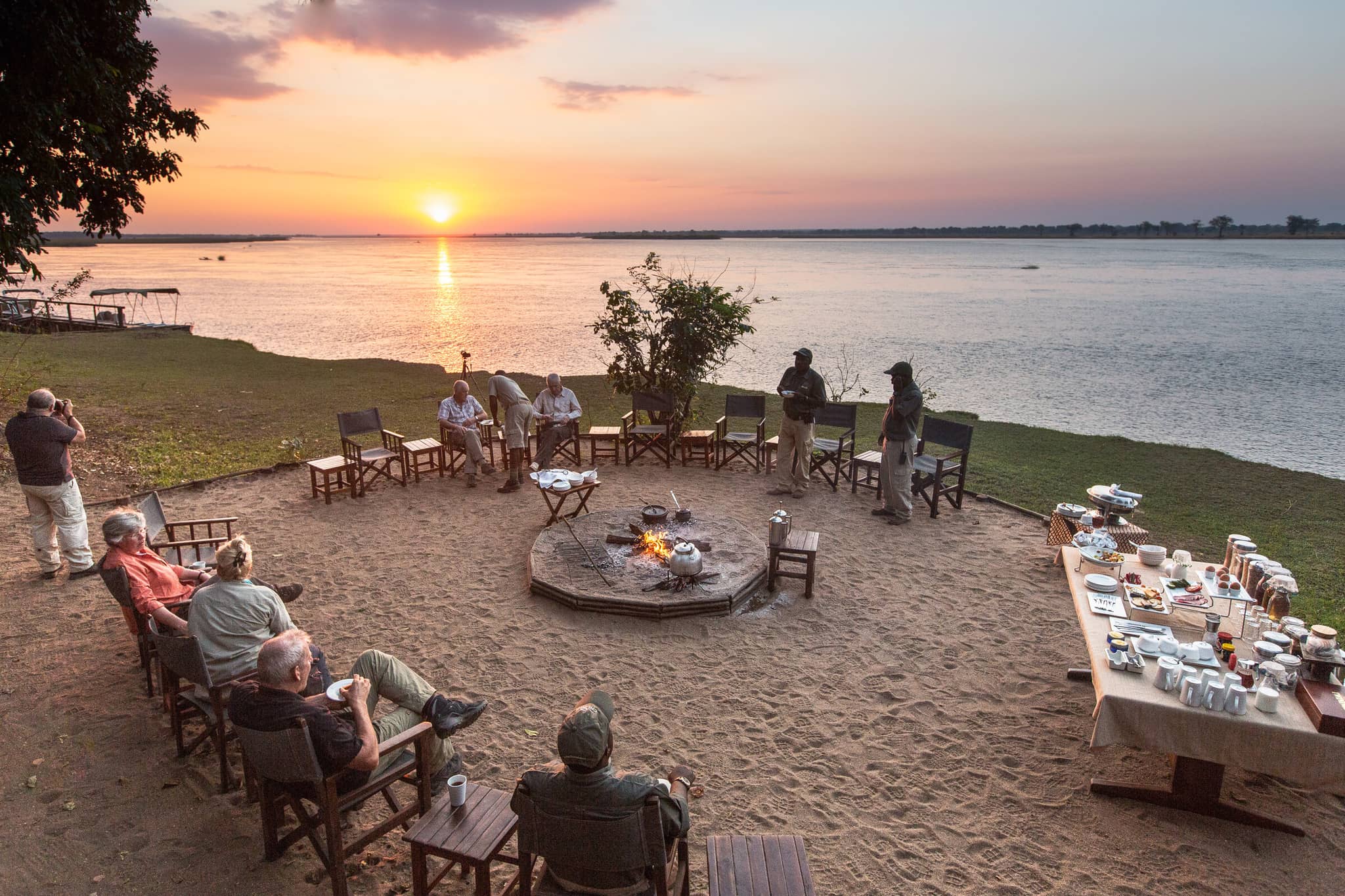 Wild Zambia gallery Galley Zambia Sunrise campfire Scott Ramsay Chiawa Safaris