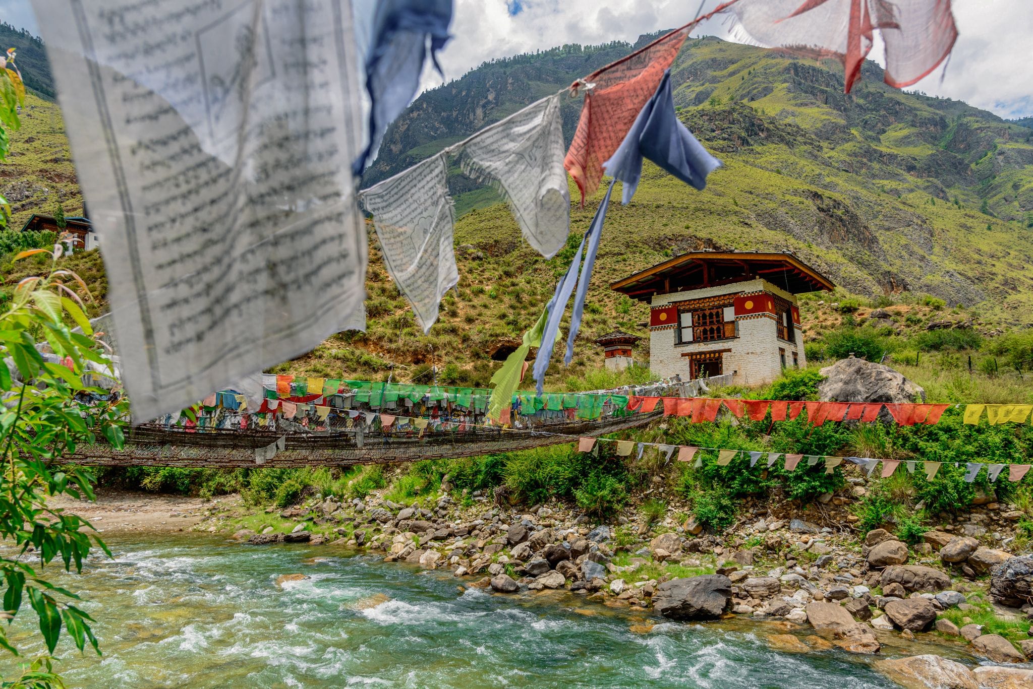 ron Bridge of Tamchog Lhakhang Monastery, Located along the Paro-Thimphu highway across the Paro River