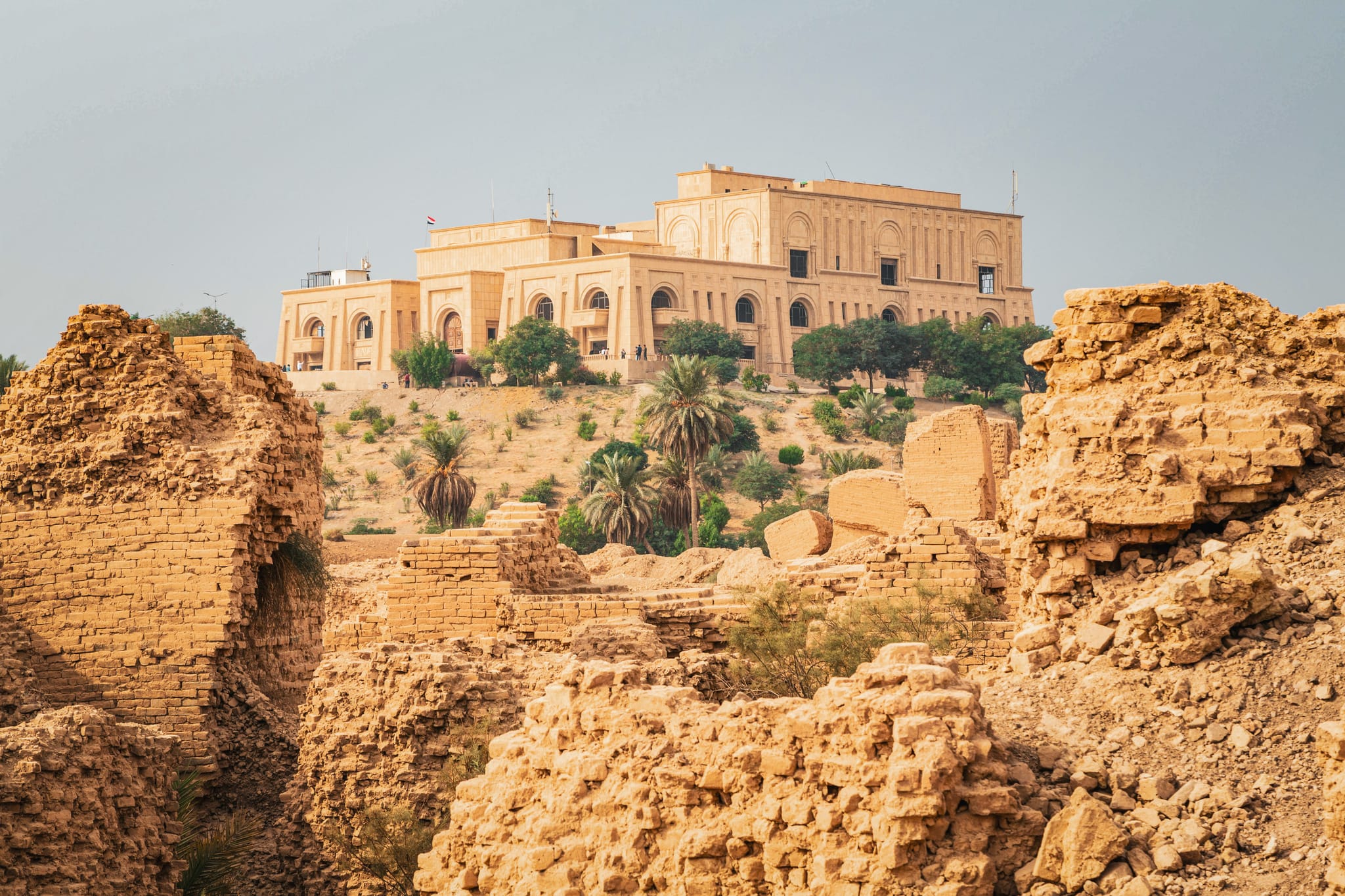 Ruins of Babylon and the palace of Saddam Hussain, Babylon, Iraq