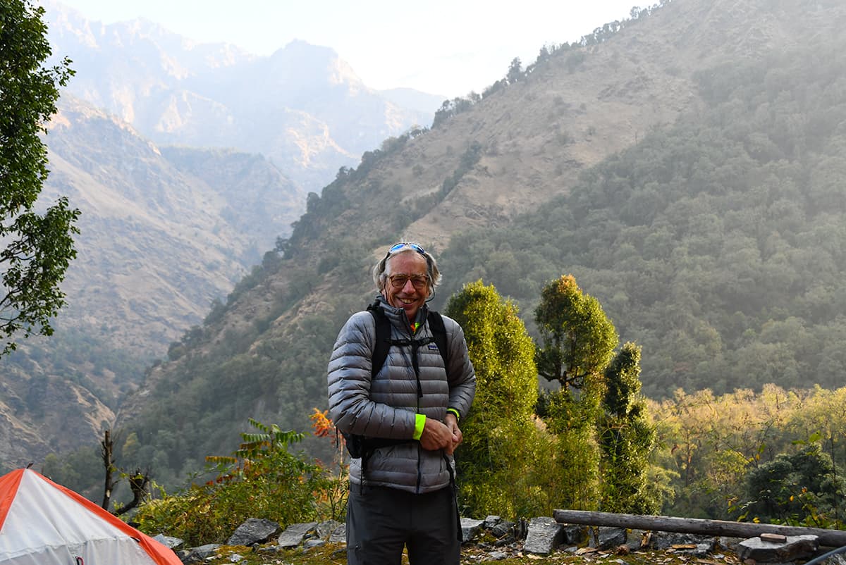 India Himalayas Trek Guest Prepping for Day of Trekking
