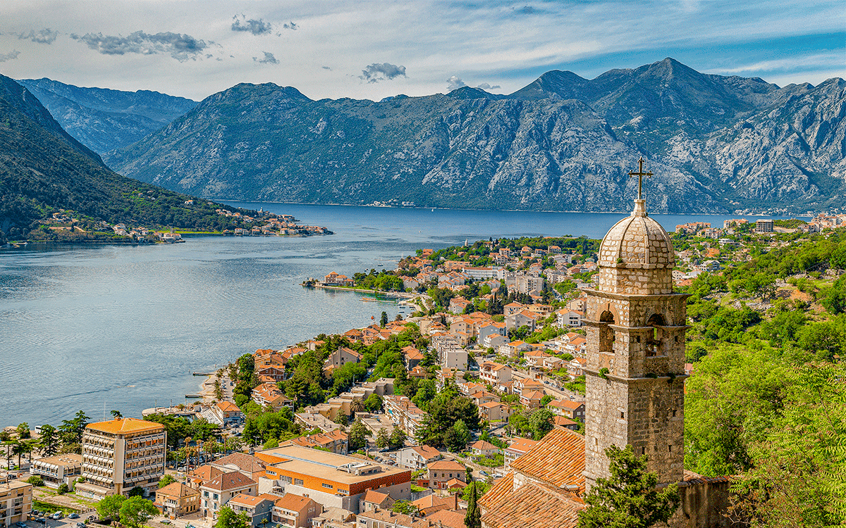 Historic town of Kotor with Bay of Kotor, Montenegro