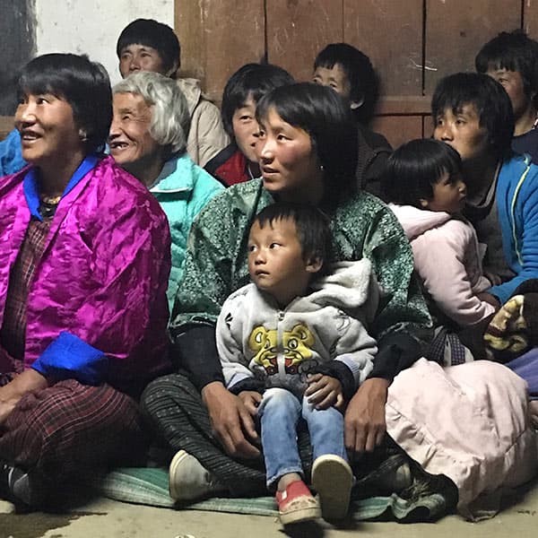 bhutan trek takin village gathering