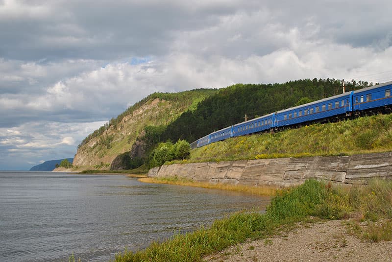 russia trans siberian express train lake baikal